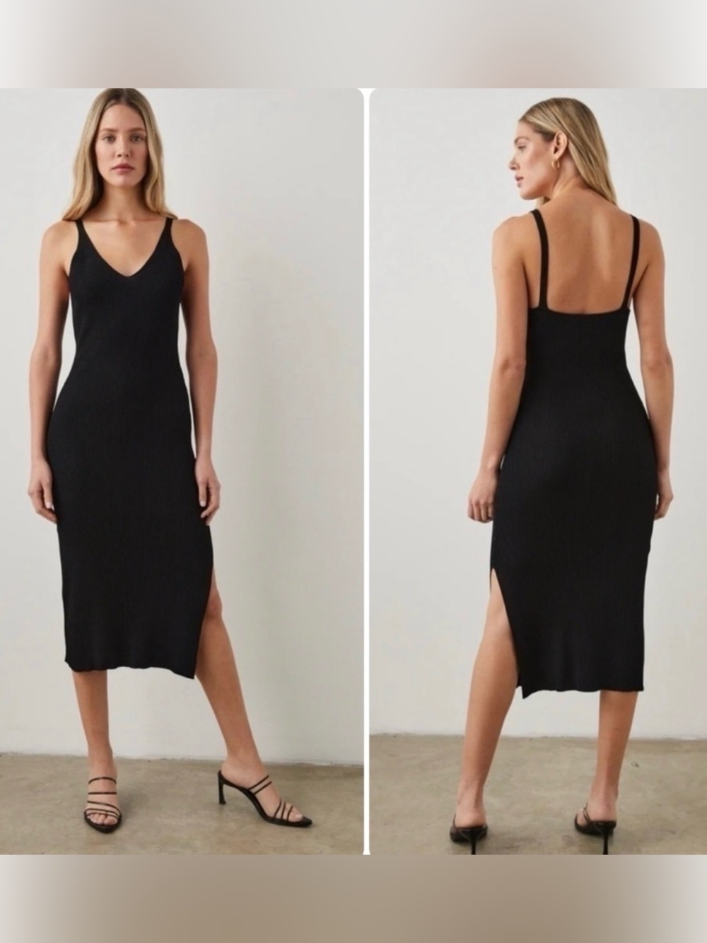 Rails “Shelby” Black Rib Knit Midi Dress Small